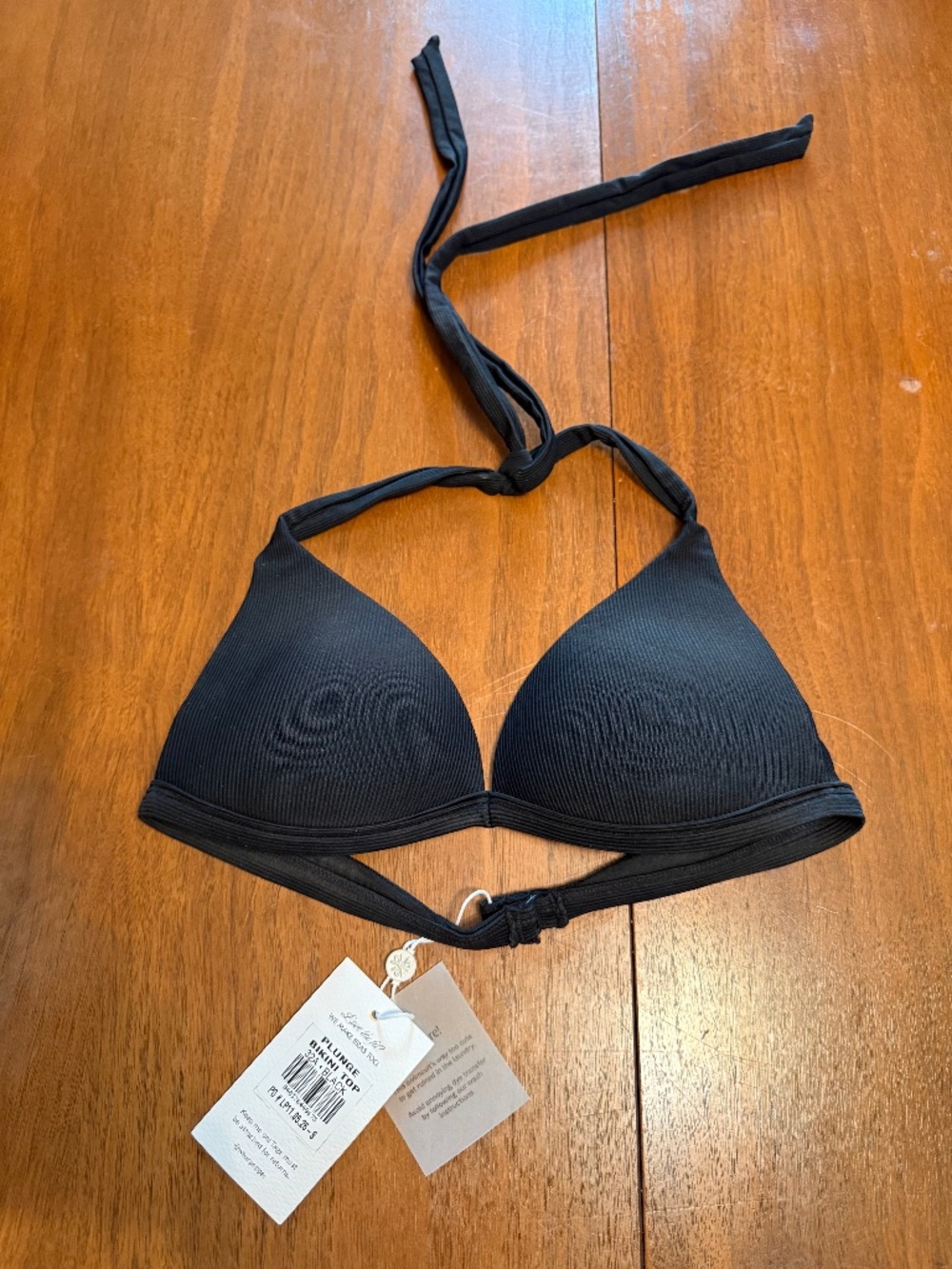 Pepper Plunge Bikini Top Black Sz 32A
